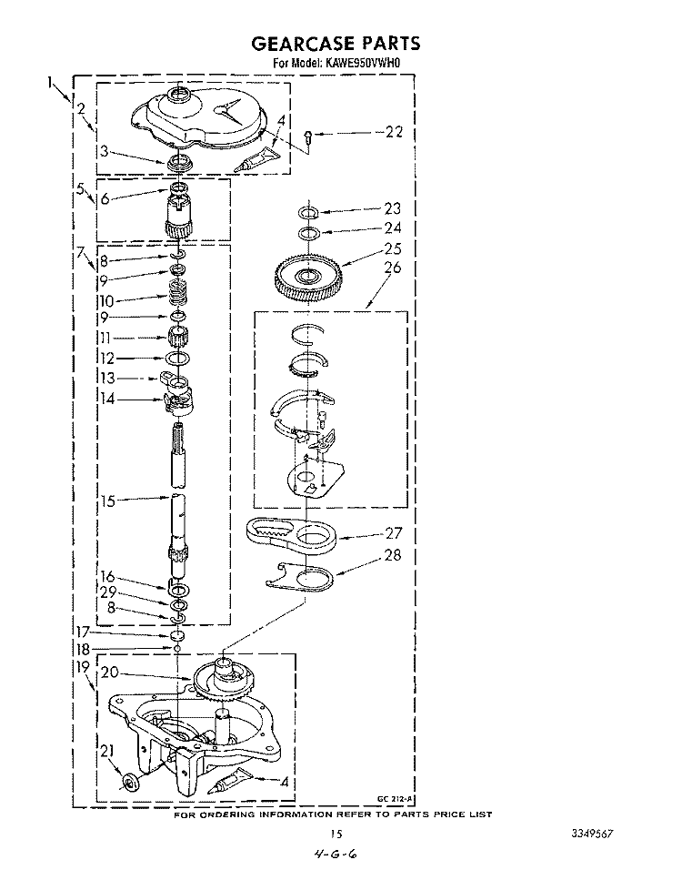 GEARCASE Diagram and Parts List for KAWE950VAL0  KitchenAid Washer