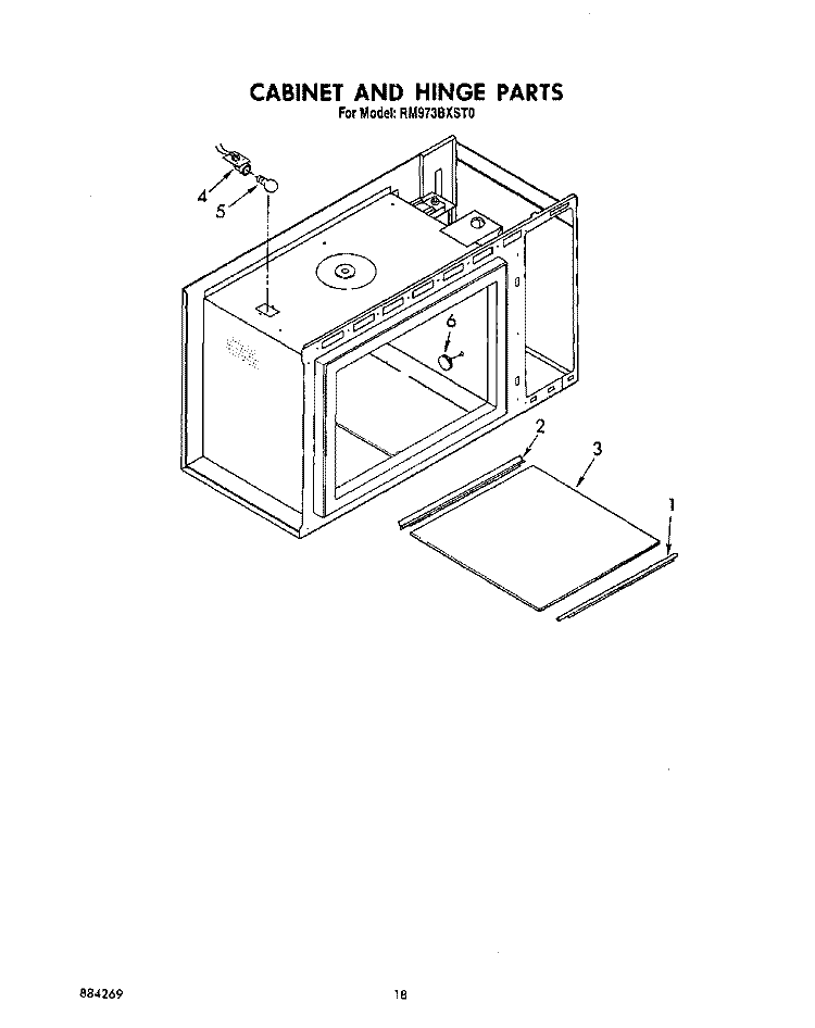 CABINET AND HINGE Diagram and Parts List for RM973BXST0  Whirlpool Microwave Oven Combo