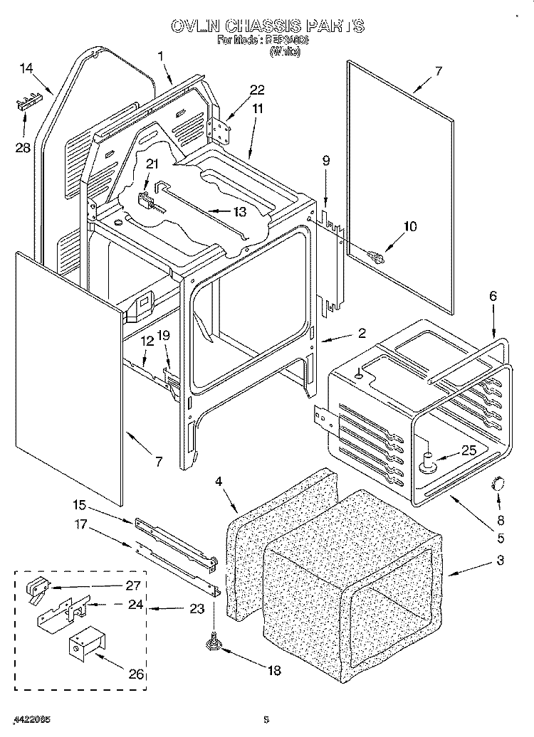 OVEN CHASSIS Diagram and Parts List for REP34800  Roper Range