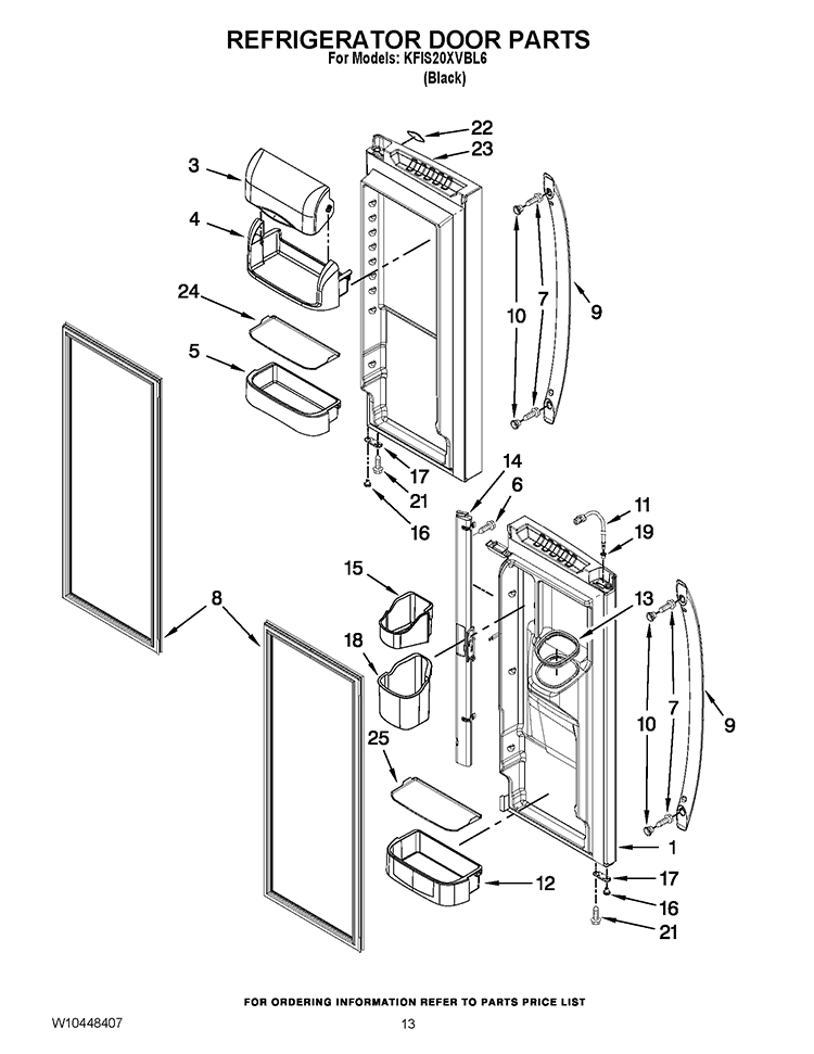 REFRIGERATOR DOOR PARTS Diagram and Parts List for KFIS20XVBL6  KitchenAid Refrigerator