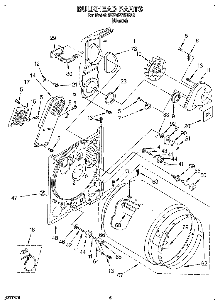 SECTION Diagram and Parts List for KEYW778BAL0  KitchenAid Dryer