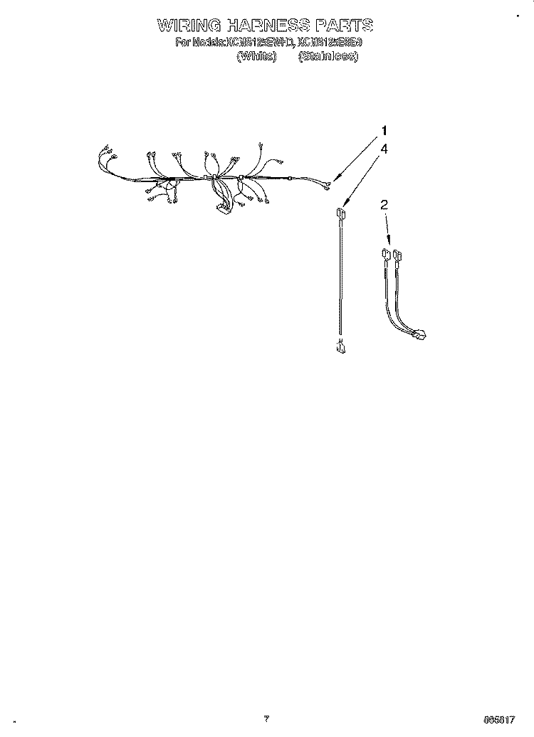 WIRING HARNESS Diagram and Parts List for KCMS125EWH0  KitchenAid Microwave