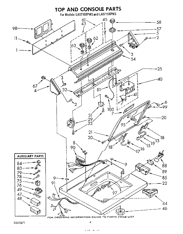 TOP AND CONSOLE Diagram and Parts List for LA5715XPW3  Whirlpool Washer