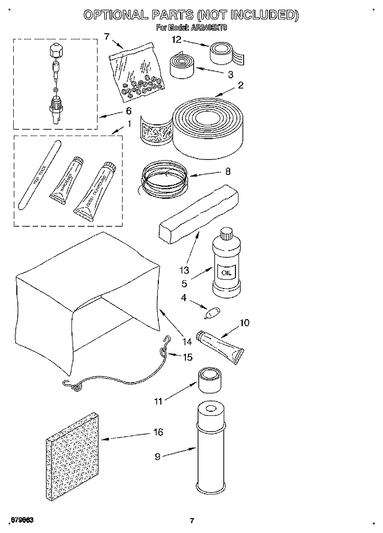 OPTIONAL Diagram and Parts List for AR2400XT0  Whirlpool Air Conditioner