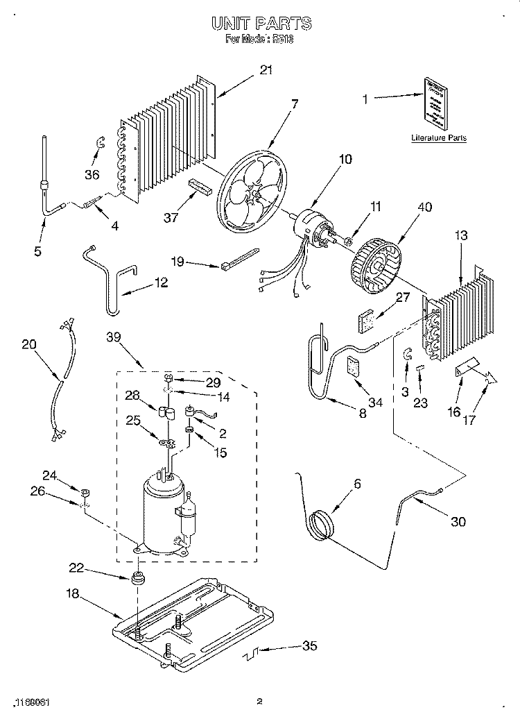 UNIT, LITERATURE Diagram and Parts List for R516  Whirlpool Air Conditioner