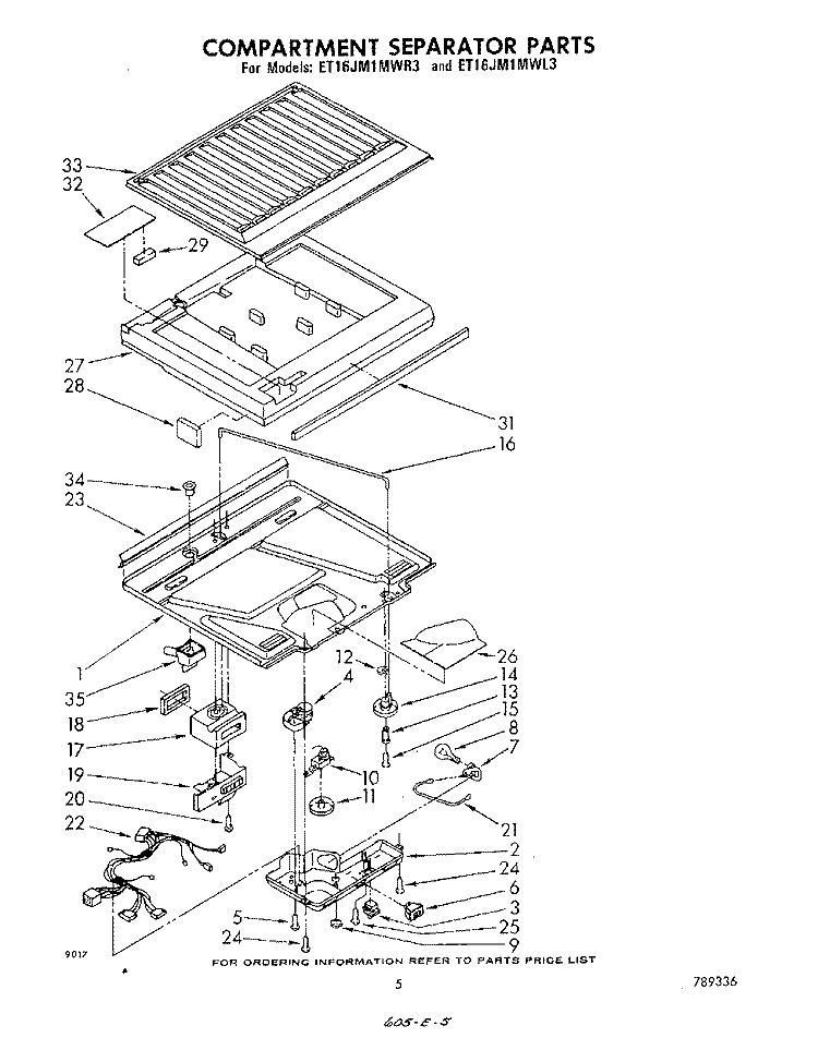 COMPARTMENT SEPARATOR Diagram and Parts List for ET16JM1MWR3  Whirlpool Refrigerator