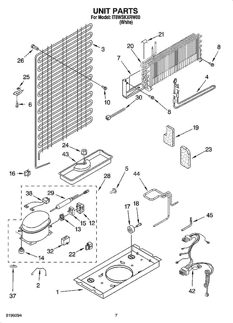 UNIT PARTS Diagram and Parts List for IT8WSKXRW00  Whirlpool Refrigerator