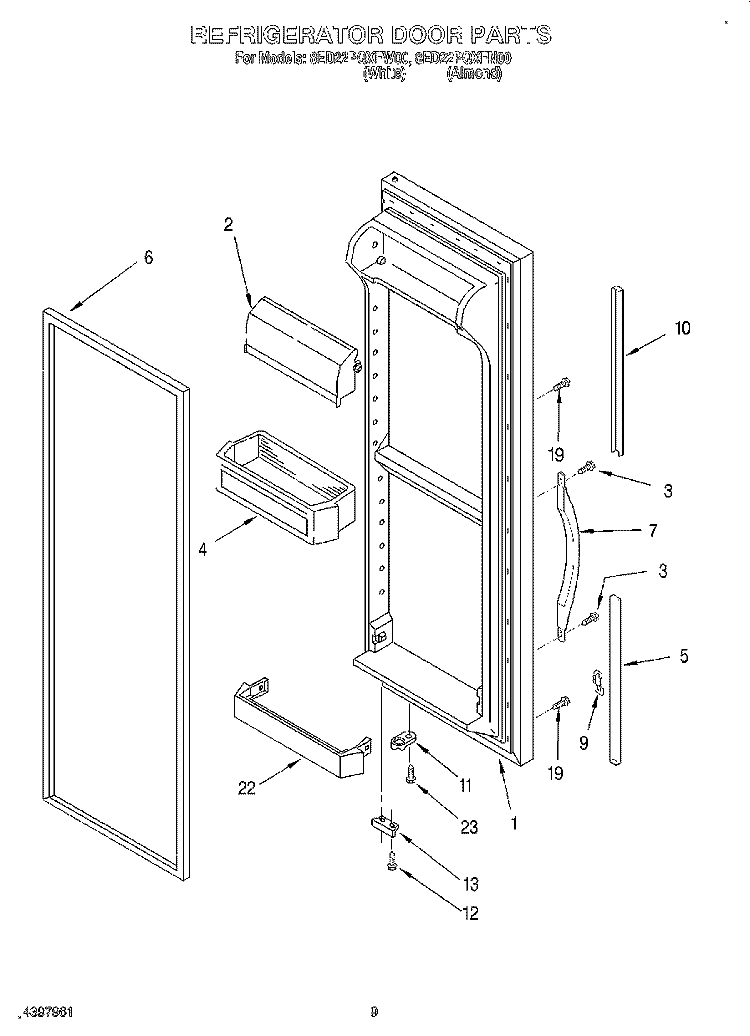 REFRIGERATOR DOOR Diagram and Parts List for 8ED22PQXFN00  Whirlpool Refrigerator
