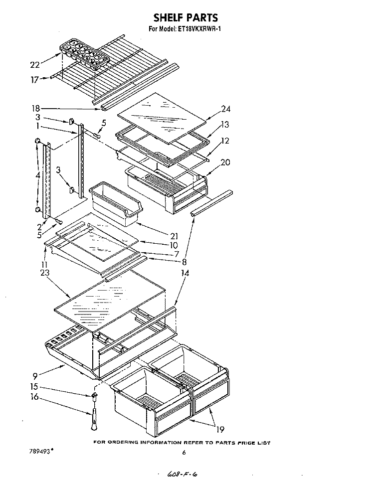 SHELF Diagram and Parts List for ET18VKXRWR1  Whirlpool Refrigerator