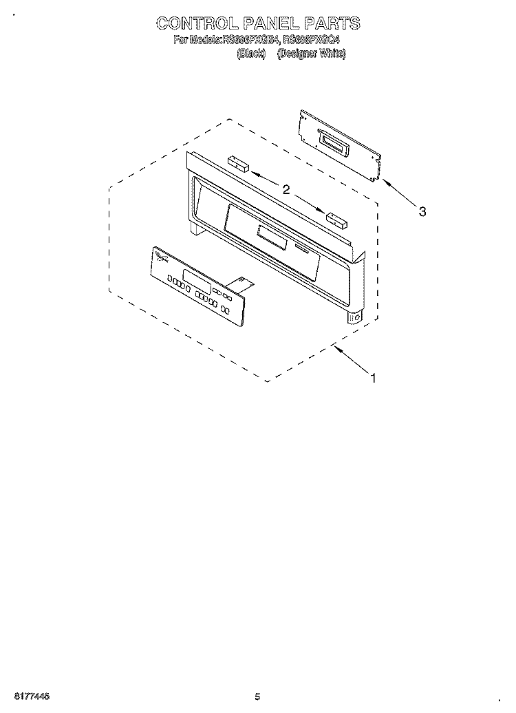 CONTROL PANEL Diagram and Parts List for RS696PXGB4  Whirlpool Range