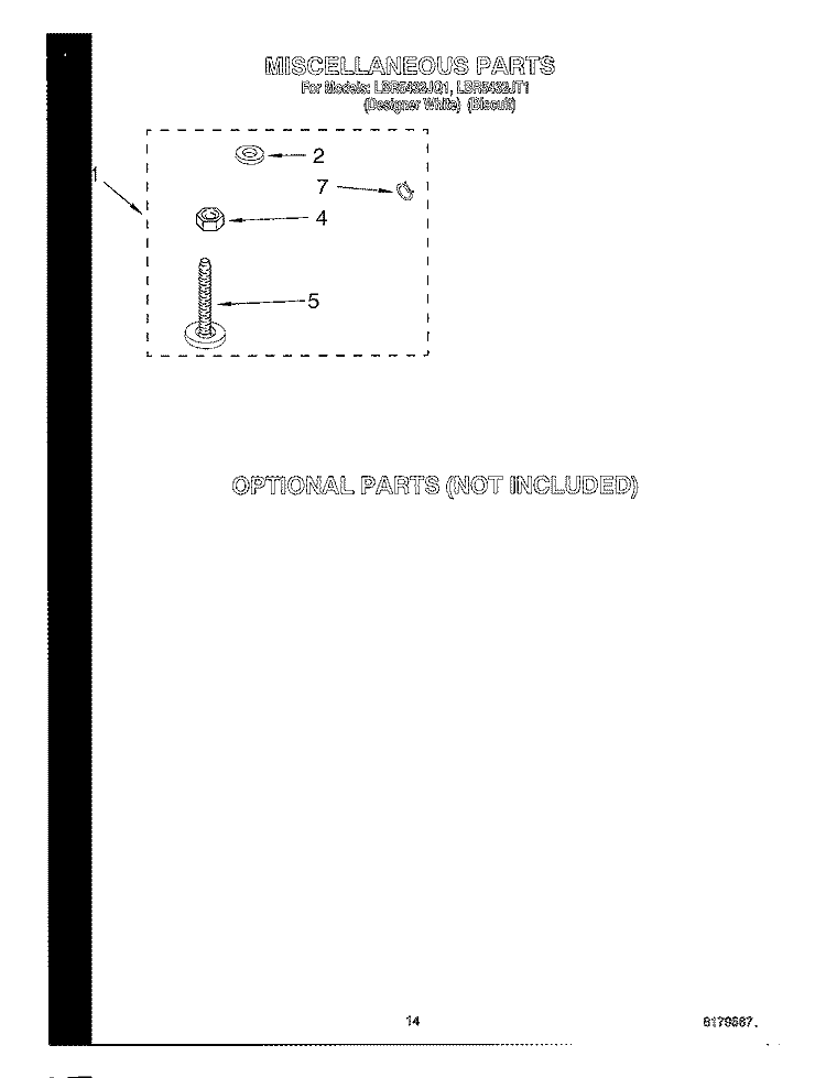 MISCELLANEOUS, OPTIONAL Diagram and Parts List for LBR5432JQ1  Whirlpool Washer