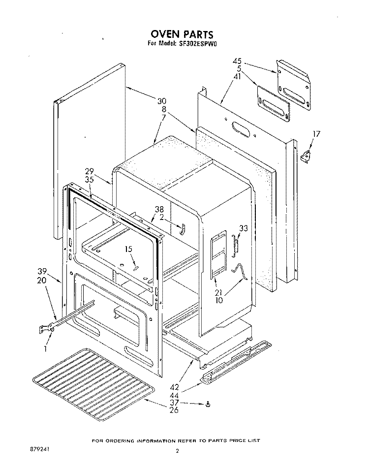 OVEN , LIT/OPTIONAL Diagram and Parts List for SF302ESPW0  Whirlpool Range