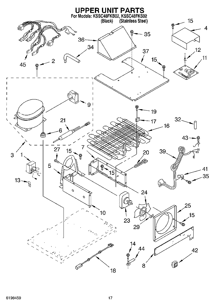 UPPER UNIT PARTS Diagram and Parts List for KSSC48FKS02  KitchenAid Refrigerator