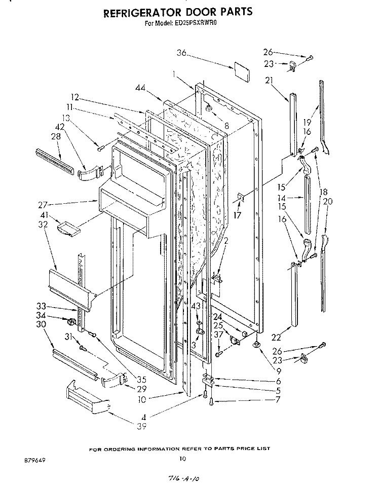 REFRIGERATOR DOOR Diagram and Parts List for ED25PSXRWR0  Whirlpool Refrigerator