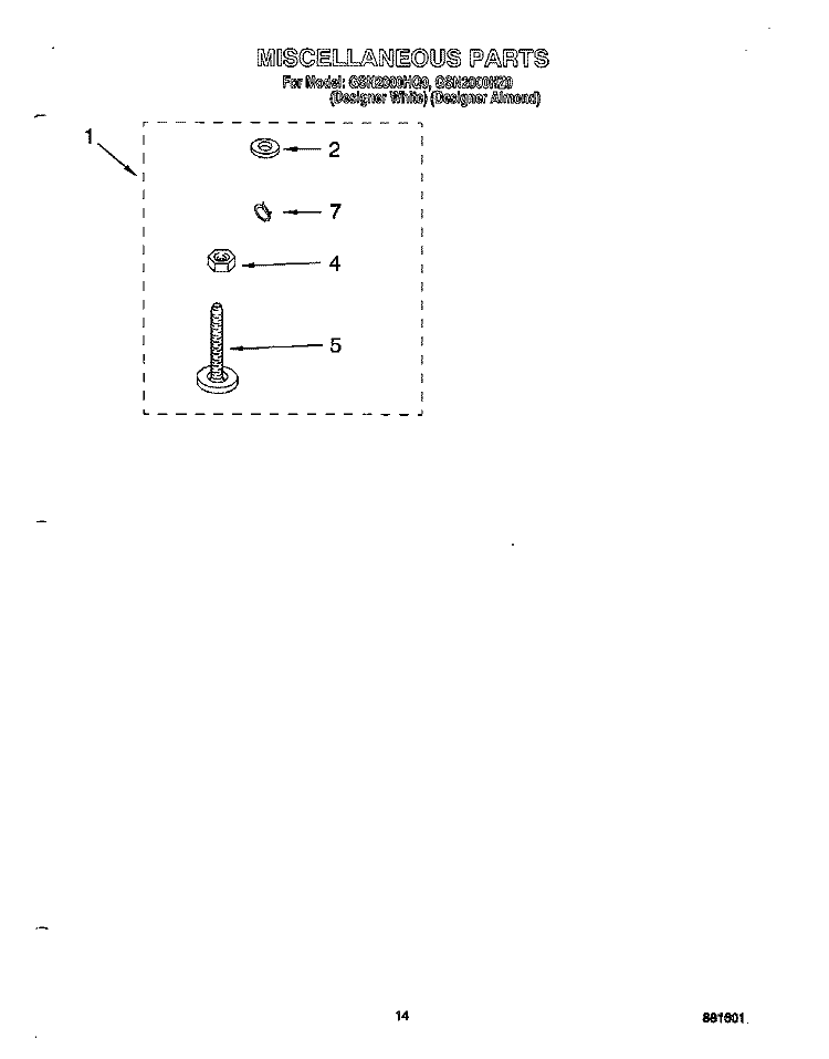 MISCELLANEOUS, OPTIONAL Diagram and Parts List for GSN2000HZ0  Whirlpool Washer