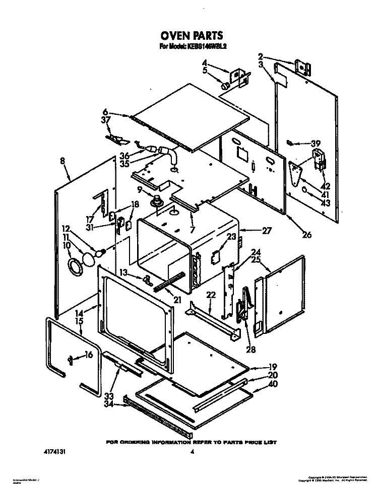 OVEN, OPTIONAL Diagram and Parts List for KEBS146WBL2  KitchenAid Wall Oven
