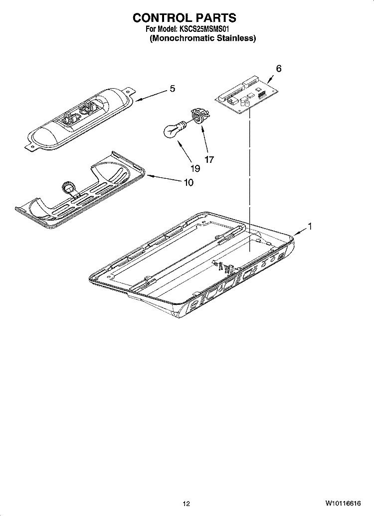 CONTROL PARTS Diagram and Parts List for KSCS25MSMS01  KitchenAid Refrigerator