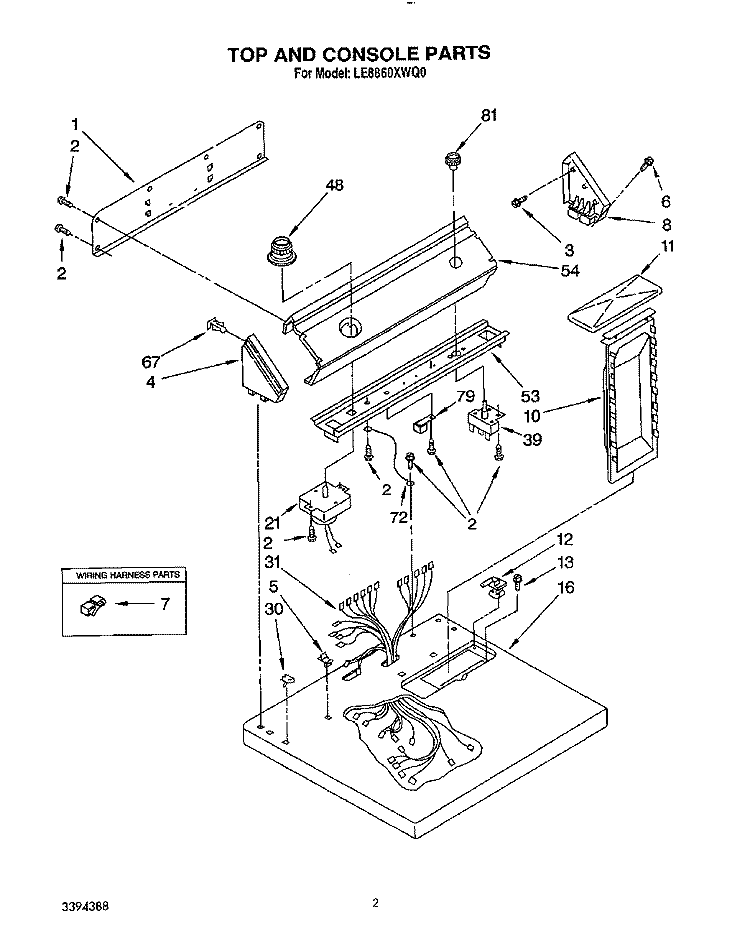 SECTION Diagram and Parts List for LE8860XWQ0  Whirlpool Dryer
