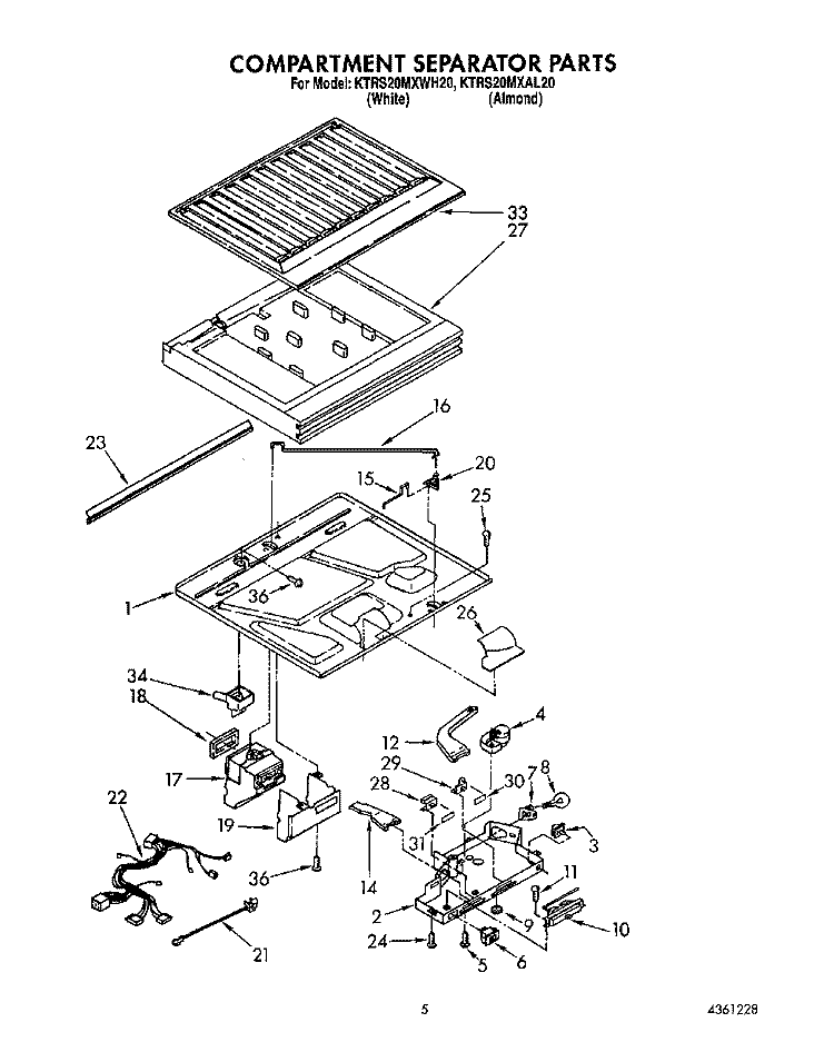 COMPARTMENT SEPARATOR Diagram and Parts List for KTRS20MXWH20  KitchenAid Refrigerator