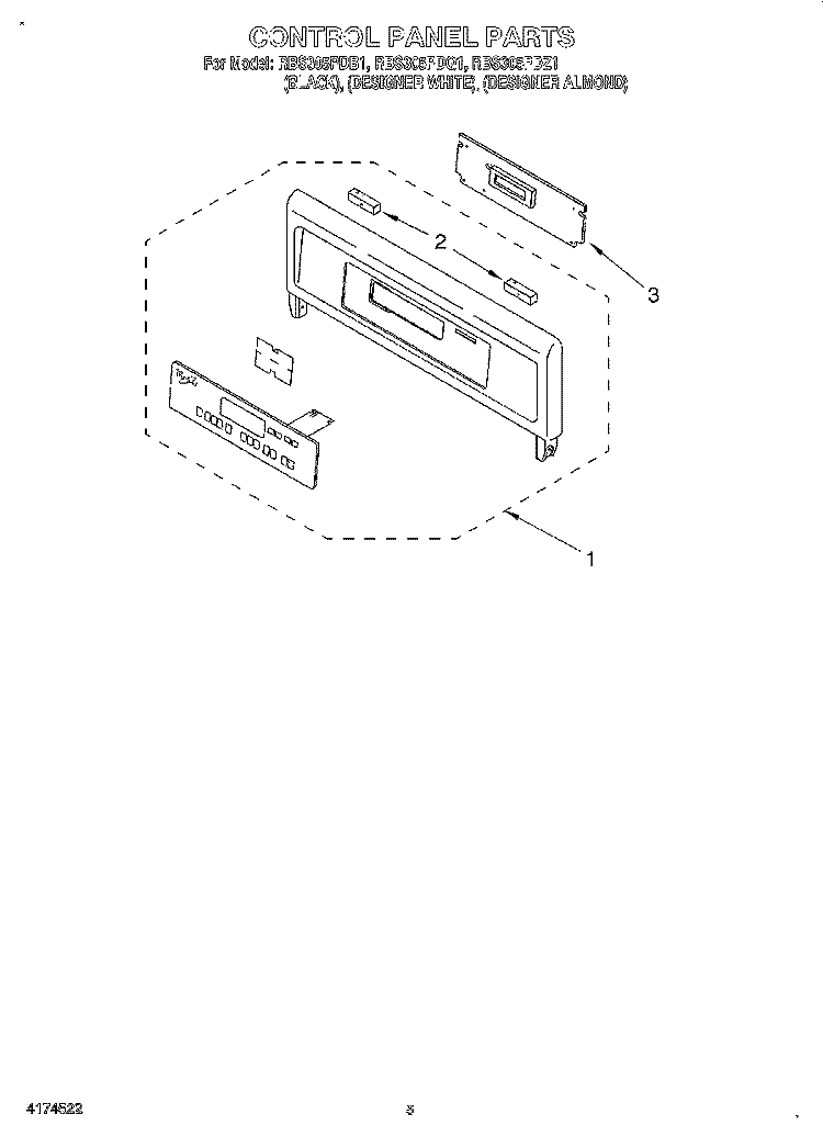 CONTROL PANEL, LITERATURE Diagram and Parts List for RBS305PDQ1  Whirlpool Wall Oven