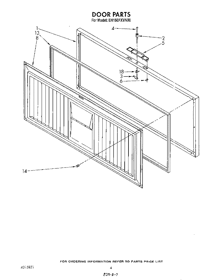 SECTION Diagram and Parts List for EH150FXVN00  Whirlpool Freezer