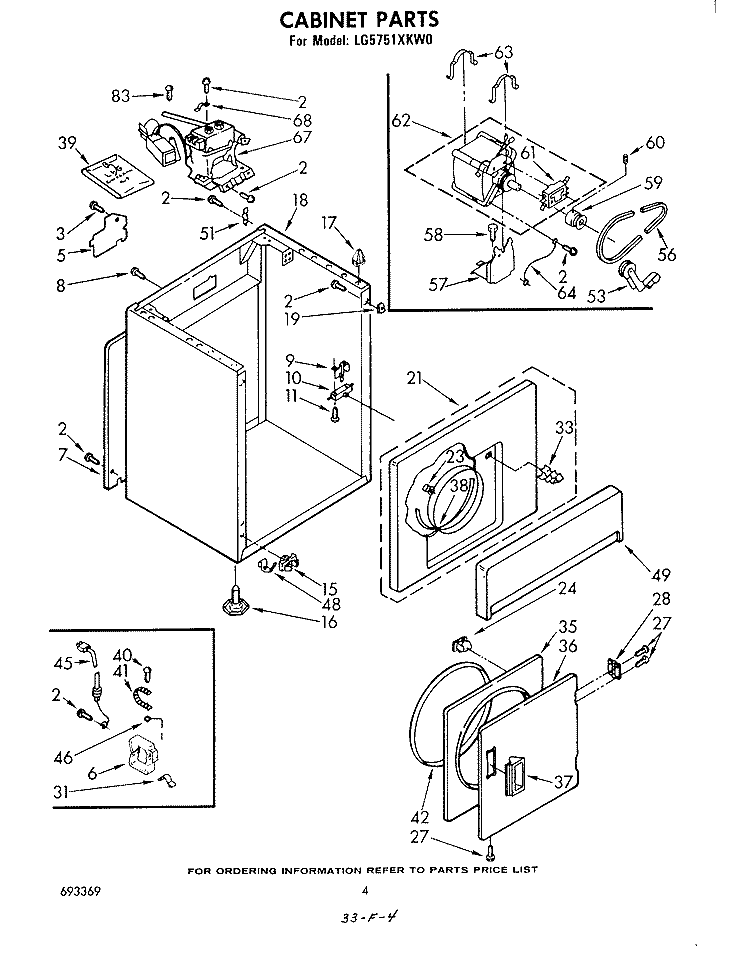CABINET Diagram and Parts List for LG5751XKW0  Whirlpool Dryer