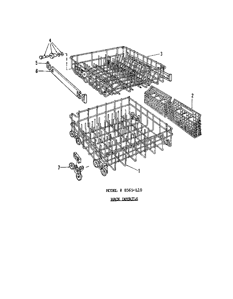 FRAME Diagram and Parts List for 8565L10  Roper Dishwasher