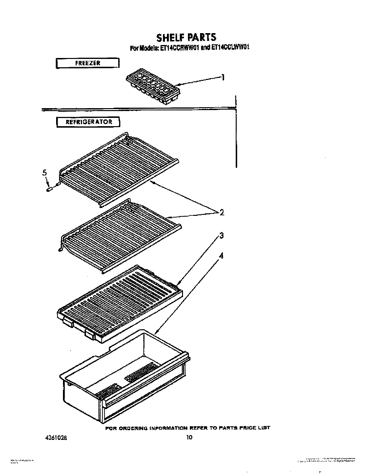SHELF Diagram and Parts List for ET14CCRWW01  Whirlpool Refrigerator