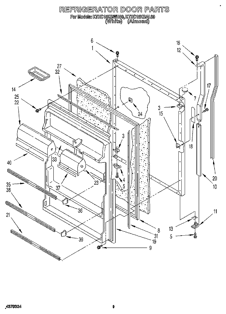 REFRIGERATOR DOOR Diagram and Parts List for KTHC18KBAL00  KitchenAid Refrigerator