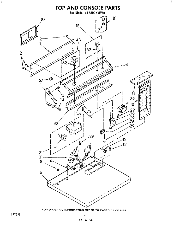 SECTION Diagram and Parts List for LE5800XMW0  Whirlpool Dryer