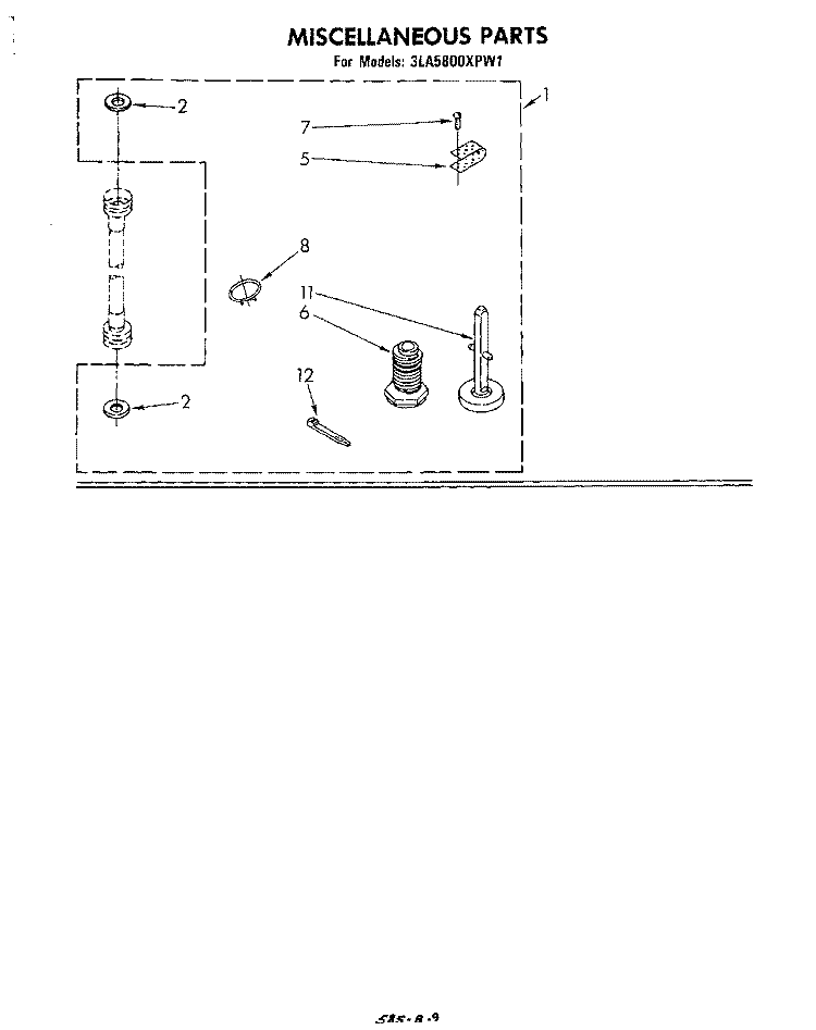 MISCELLANEOUS , LITERATURE AND OPTIONAL Diagram and Parts List for 3LA5800XPW1  Whirlpool Washer