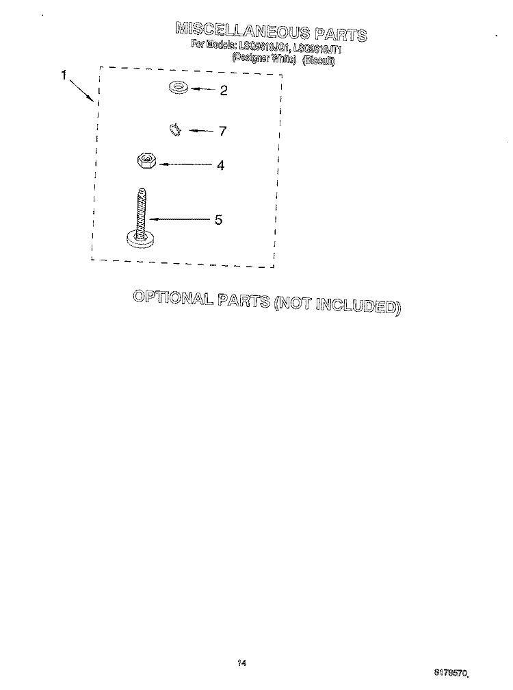 MISCELLANEOUS, OPTIONAL Diagram and Parts List for LSQ9610JT1  Whirlpool Washer