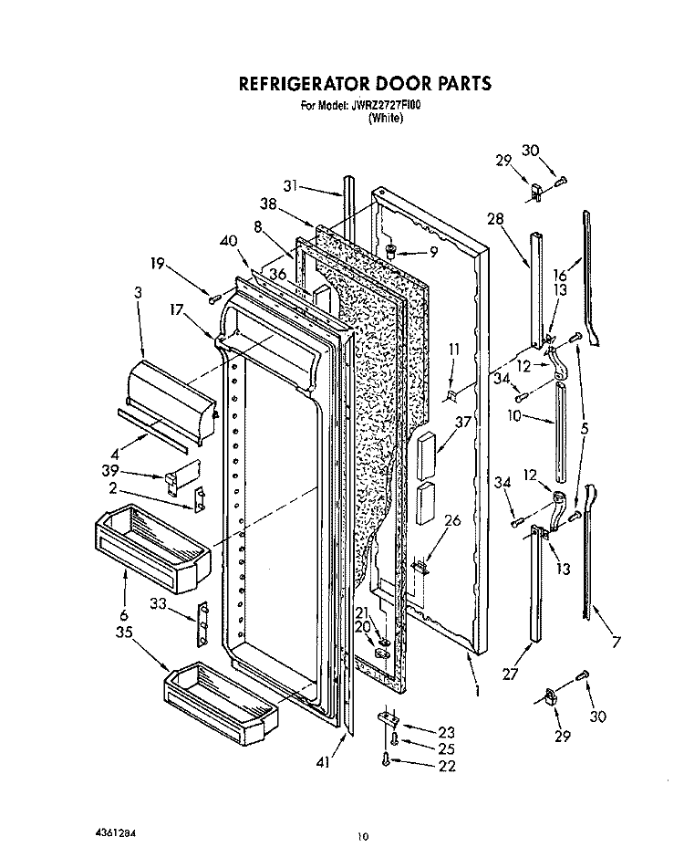 REFRIGERATOR DOOR Diagram and Parts List for JWRZ2727FI00  Whirlpool Refrigerator