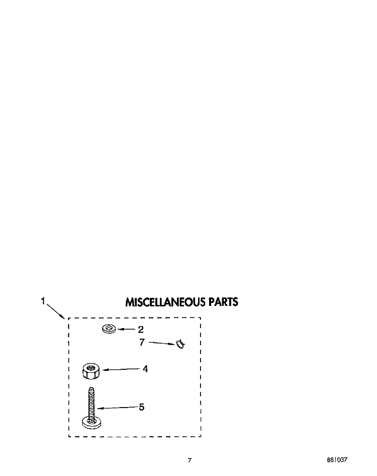MISCELLANEOUS Diagram and Parts List for LLV7244AW0  Whirlpool Washer