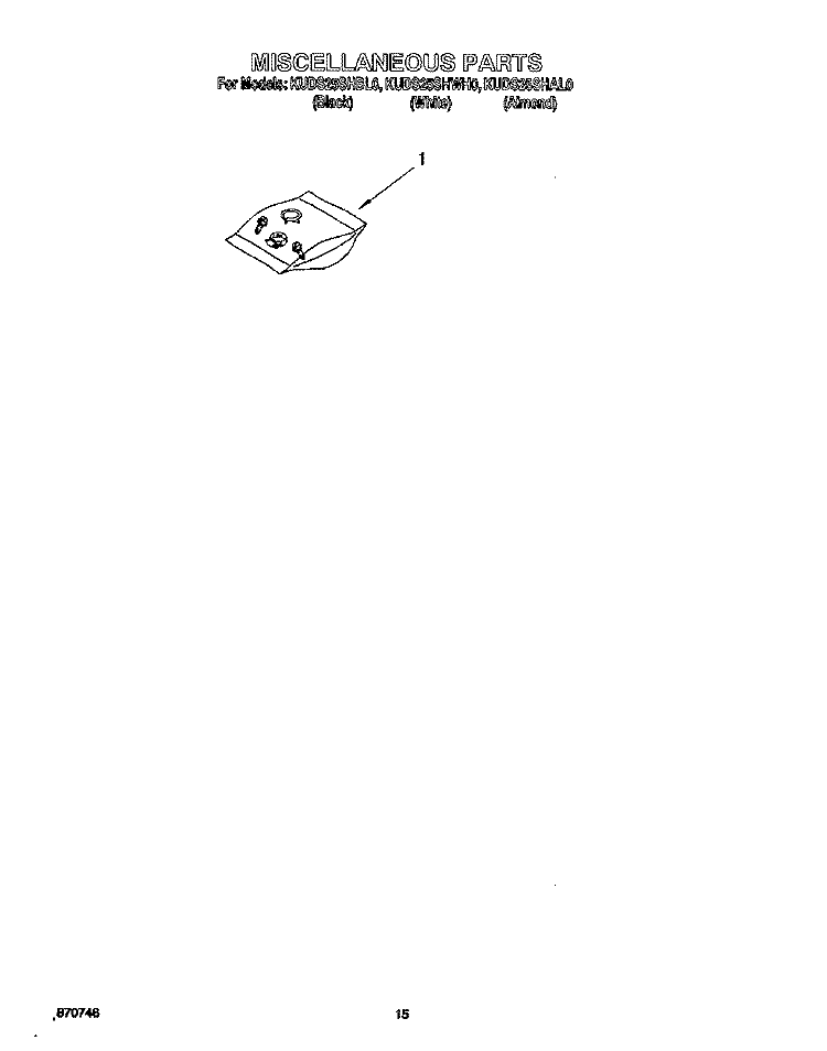 MISCELLANEOUS, LIT/OPTIONAL Diagram and Parts List for KUDS25SHWH0  KitchenAid Dishwasher