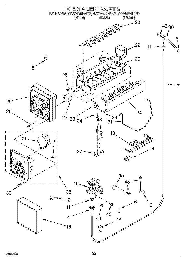 ICE MAKER, OPTIONAL Diagram and Parts List for KSSS48MHT00  KitchenAid Refrigerator