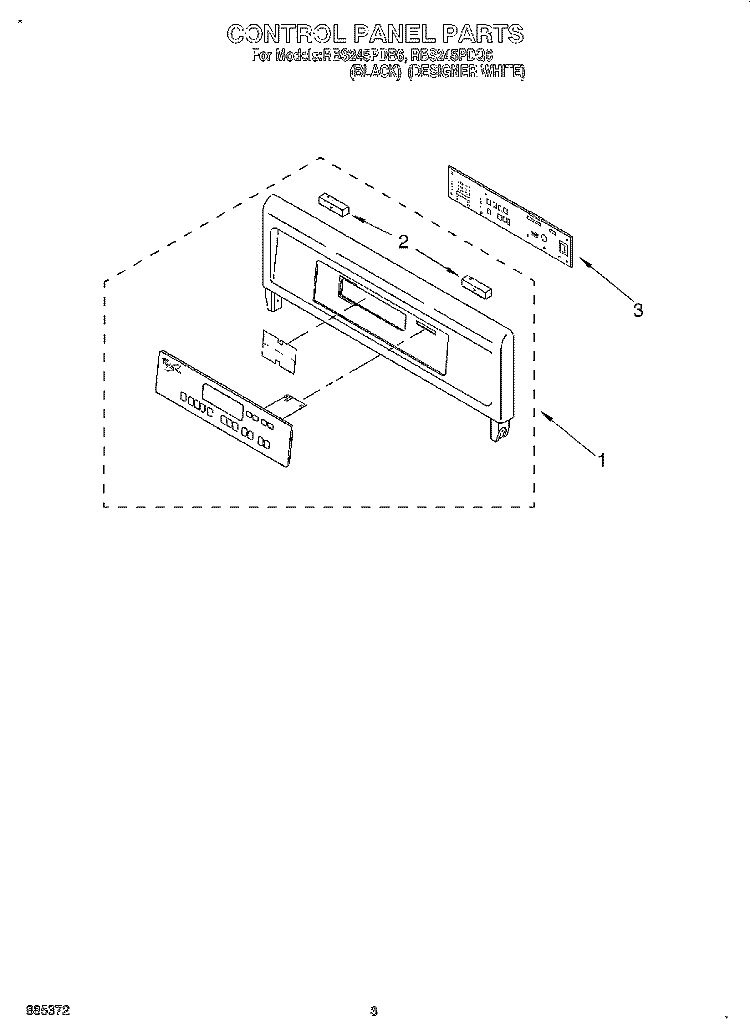 CONTROL PANEL, LITERATURE Diagram and Parts List for RBS245PDB6  Whirlpool Wall Oven