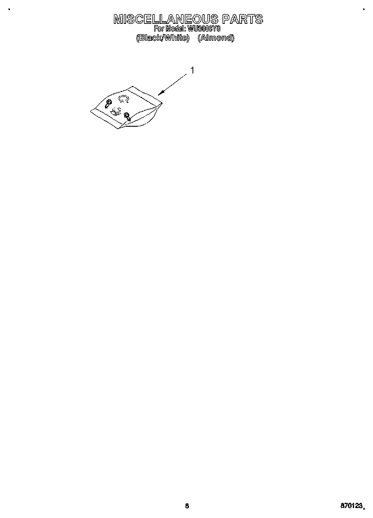 MISCELLANEOUS, LIT/OPTIONAL Diagram and Parts List for WU3006Y0  Roper Dishwasher