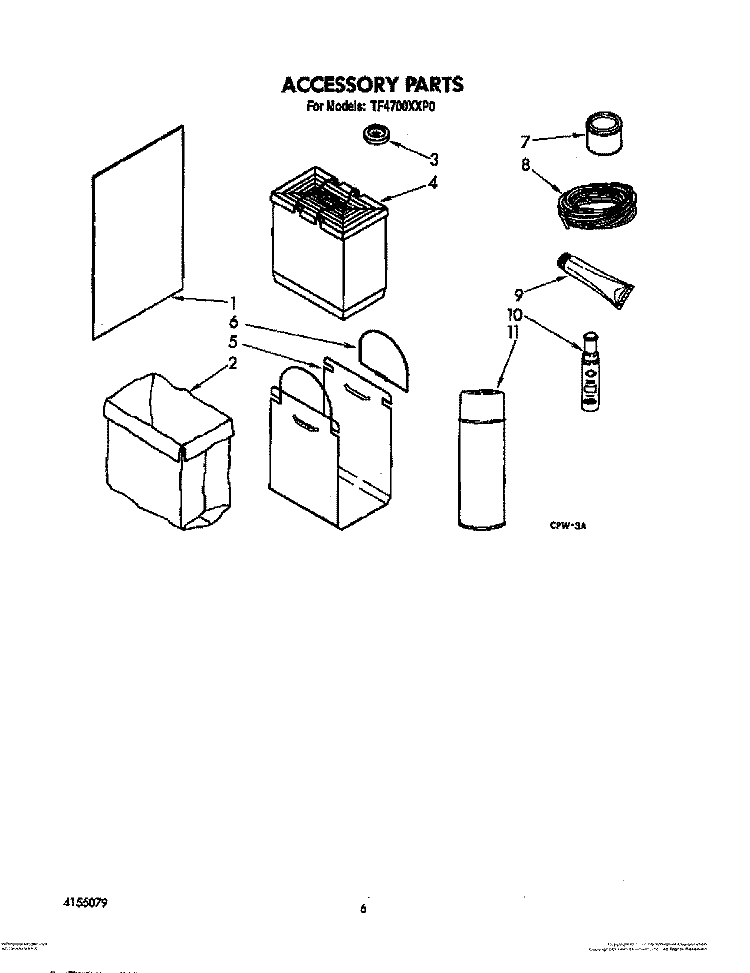 ACCESSORIES Diagram and Parts List for TF4700XXP0  Whirlpool Trash Compactor
