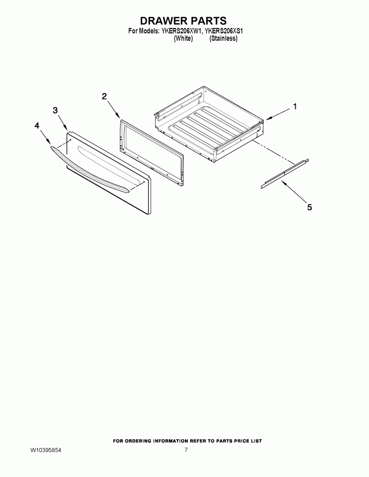 DRAWER PARTS Diagram and Parts List for YKERS206XS1  KitchenAid Range
