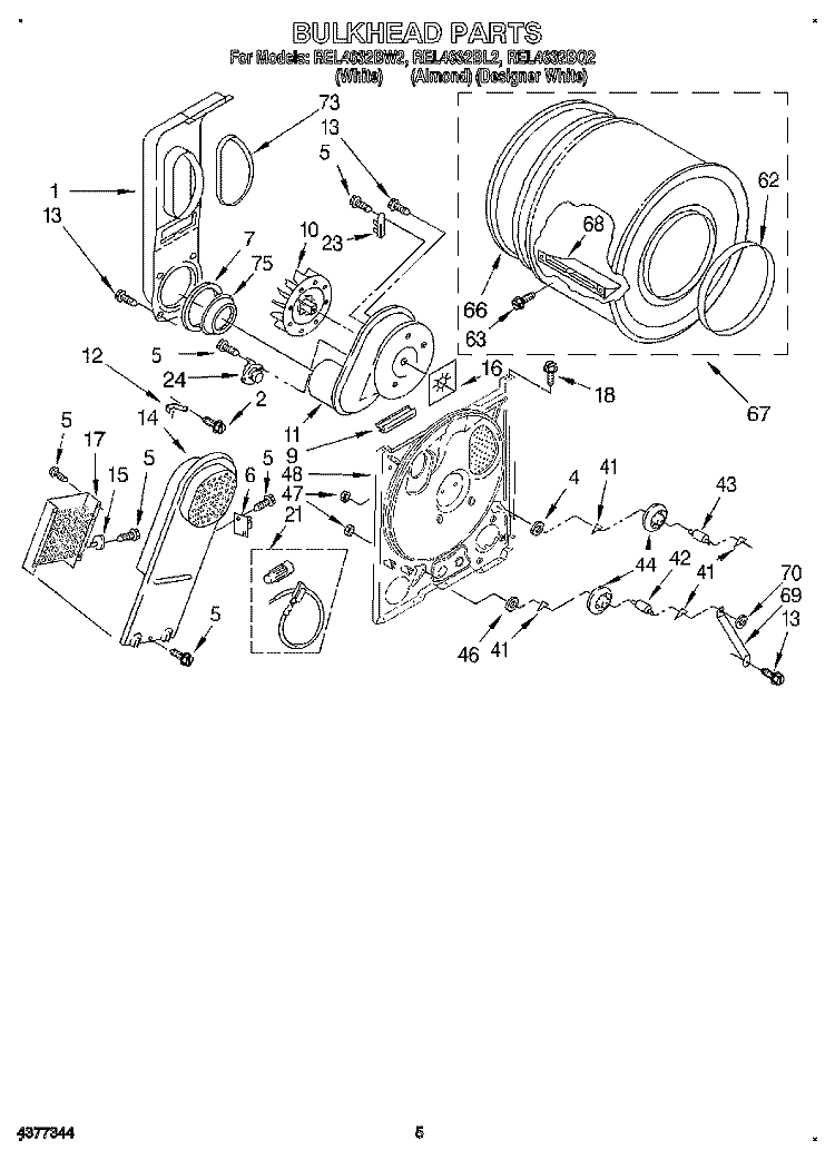 SECTION Diagram and Parts List for REL4632BL2  Roper Dryer