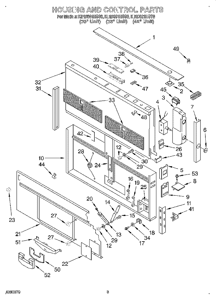 SECTION Diagram and Parts List for KIRD861HSS0  KitchenAid Range Hood