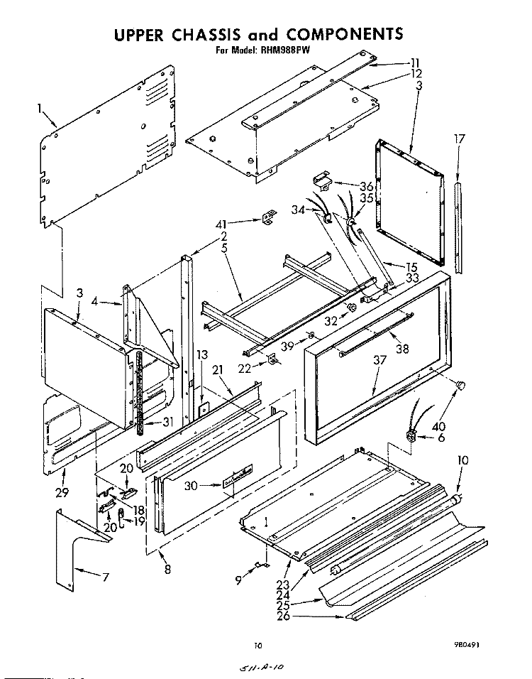 UPPER CHASSIS AND COMPONENTS Diagram and Parts List for RHM988PW  Whirlpool Range