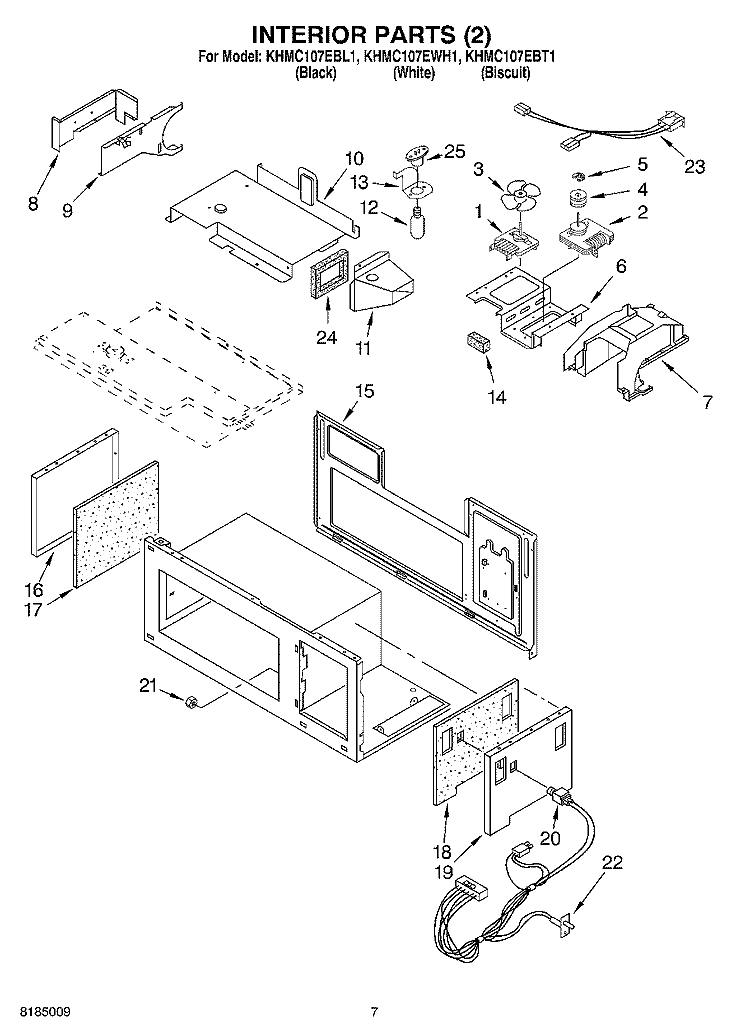 INTERIOR PARTS 2 Diagram and Parts List for KHMC107EBL1  KitchenAid Microwave