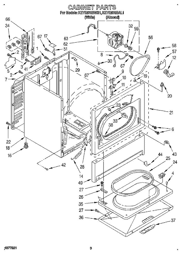 SECTION Diagram and Parts List for KEYE670BAL1  KitchenAid Dryer