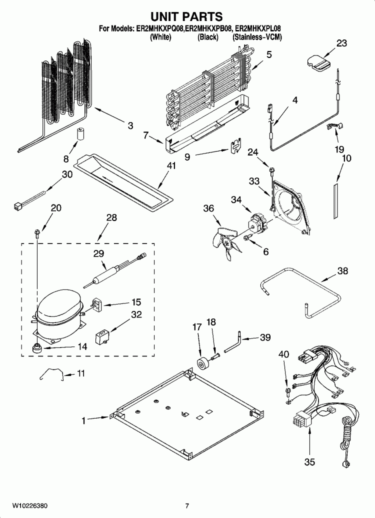 UNIT PARTS Diagram and Parts List for ER2MHKXPQ08  Whirlpool Refrigerator