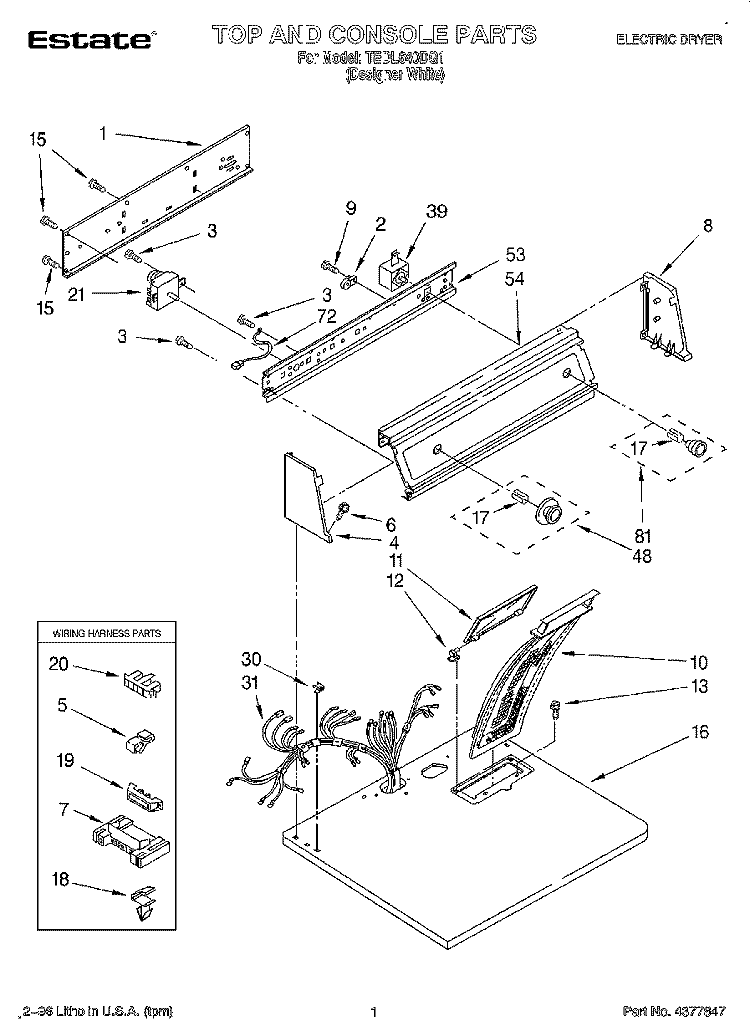 SECTION Diagram and Parts List for TEDL640DQ1  Whirlpool Dryer