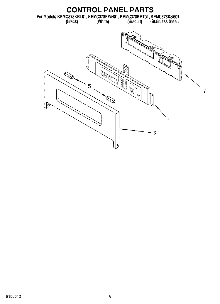 CONTROL PANEL PARTS Diagram and Parts List for KEMC378KBL01  KitchenAid Microwave Oven Combo