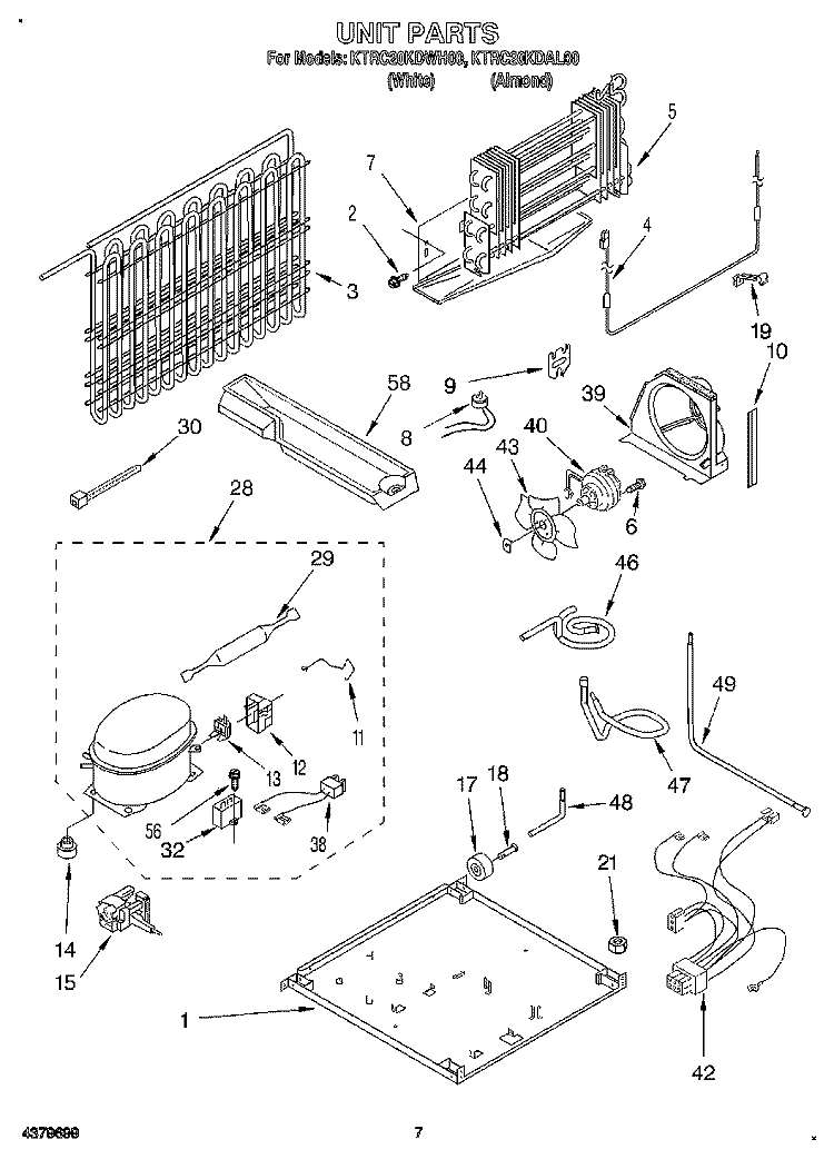 UNIT Diagram and Parts List for KTRC20KDAL00  Whirlpool Refrigerator