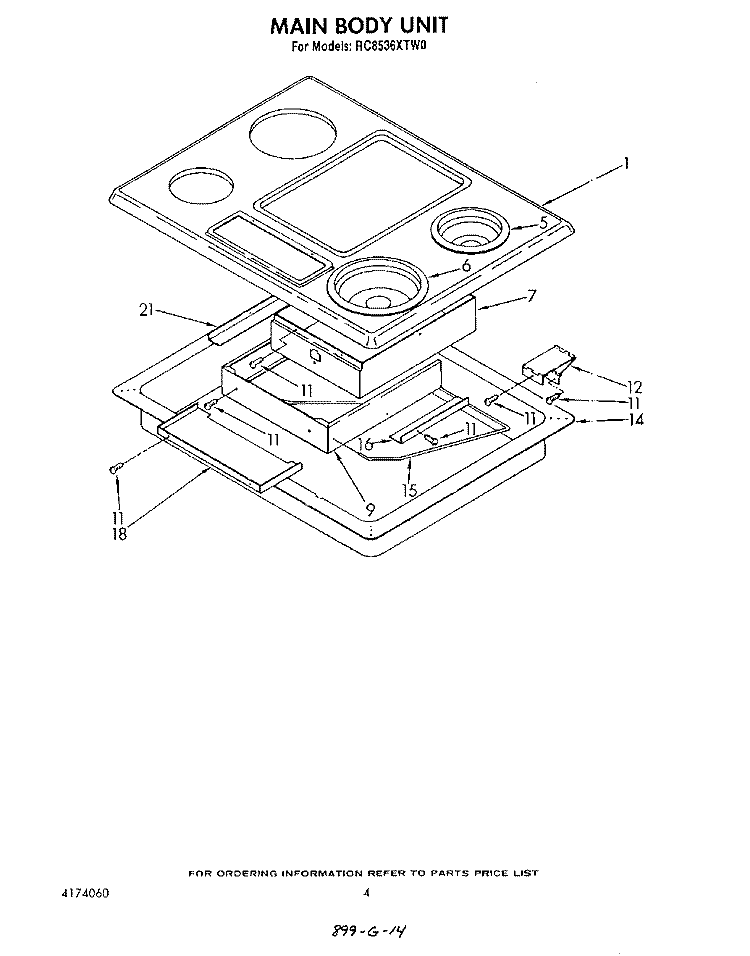 SECTION Diagram and Parts List for RC8536XTH0  Whirlpool Cooktop